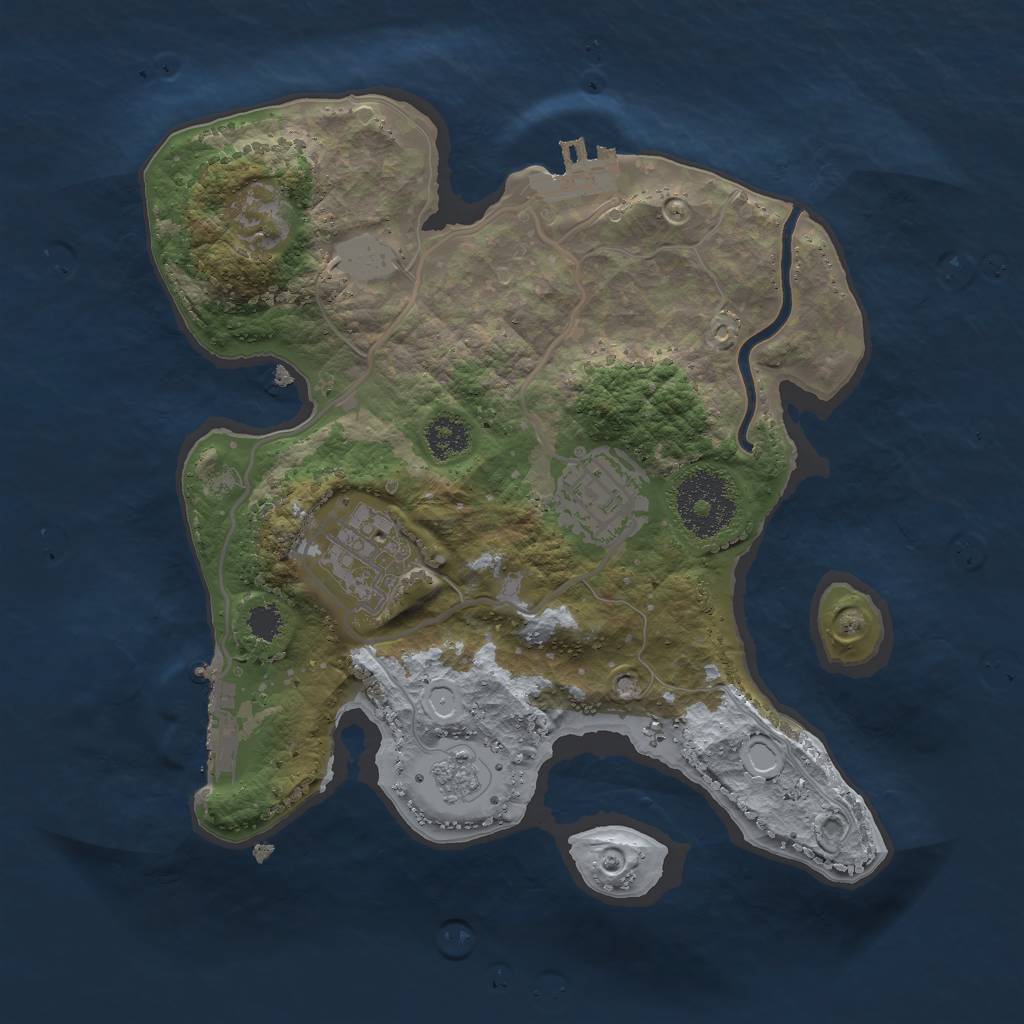 Rust Map: Procedural Map, Size: 2500, Seed: 660933360, 10 Monuments