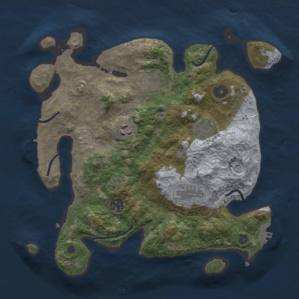 Rust Map: Procedural Map, Size: 3200, Seed: 1875594817, 14 Monuments