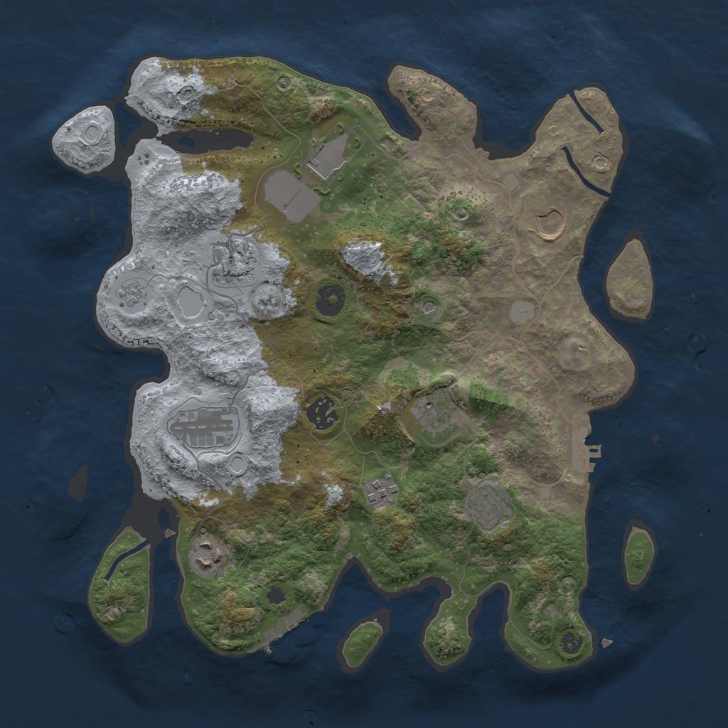 Rust Map: Procedural Map, Size: 3500, Seed: 157296640, 18 Monuments