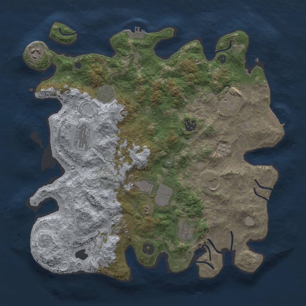 Rust Map: Procedural Map, Size: 3850, Seed: 1382882483, 19 Monuments