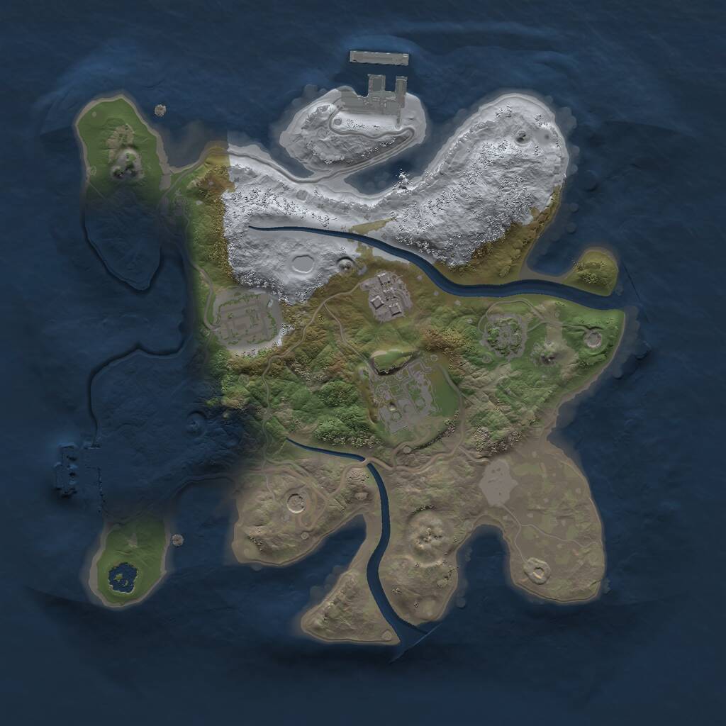 Rust Map: Procedural Map, Size: 2500, Seed: 400, 8 Monuments