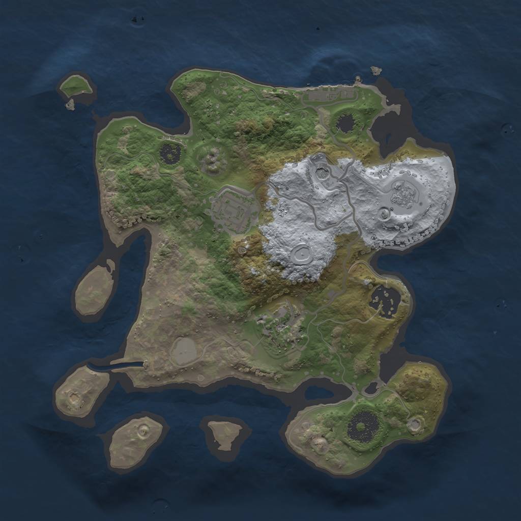Rust Map: Procedural Map, Size: 2500, Seed: 592057814, 11 Monuments