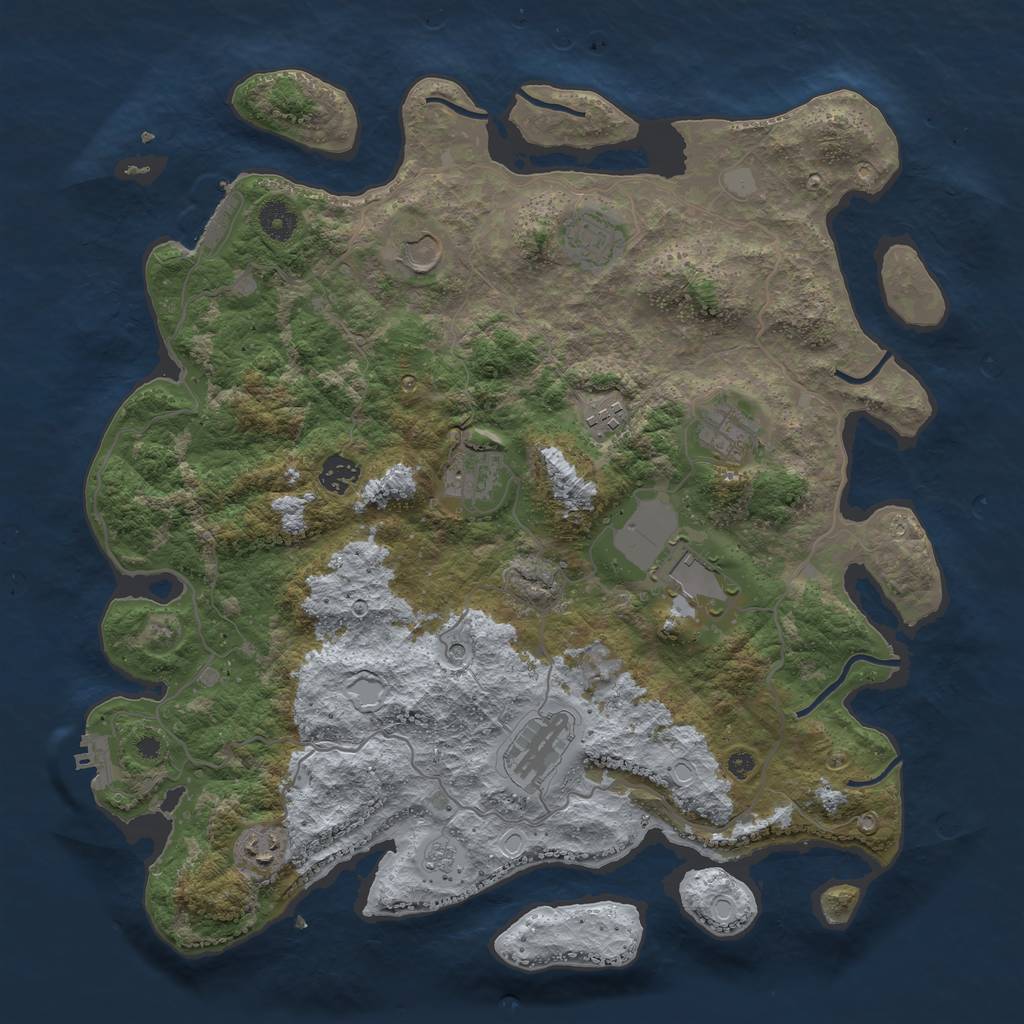 Rust Map: Procedural Map, Size: 4000, Seed: 917195, 18 Monuments