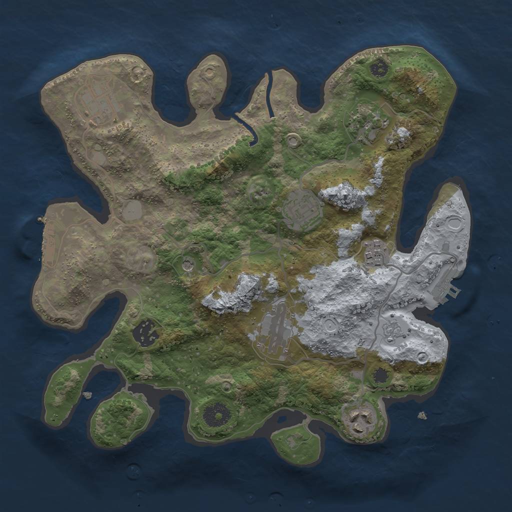 Rust Map: Procedural Map, Size: 3001, Seed: 1547734370, 16 Monuments
