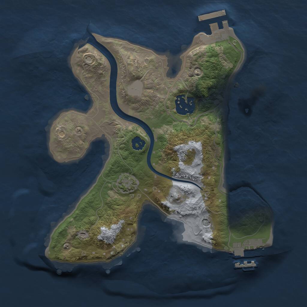 Rust Map: Procedural Map, Size: 2250, Seed: 489651327, 6 Monuments