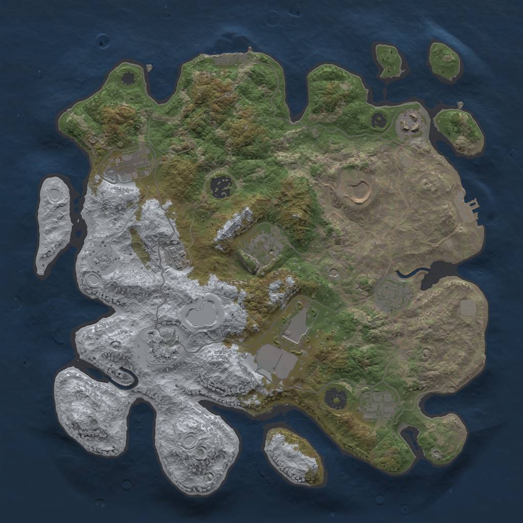 Rust Map: Procedural Map, Size: 3500, Seed: 1617468392, 19 Monuments