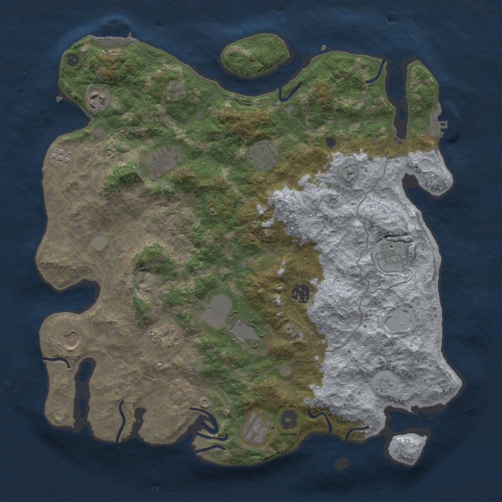 Rust Map: Procedural Map, Size: 4000, Seed: 521950135, 19 Monuments