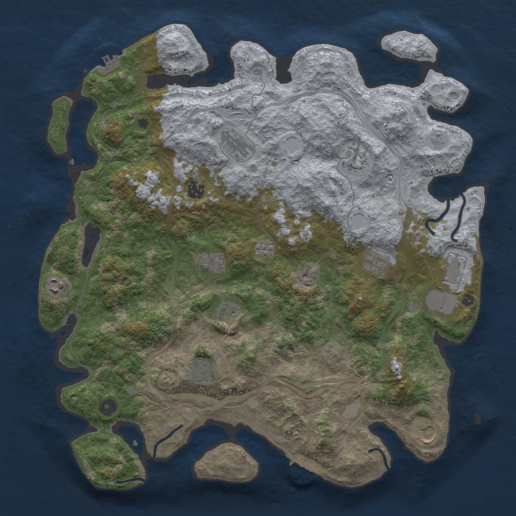 Rust Map: Procedural Map, Size: 4500, Seed: 1620964841, 20 Monuments