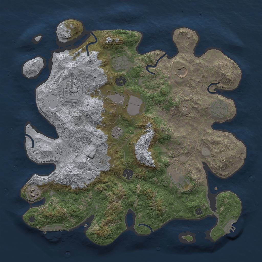 Rust Map: Procedural Map, Size: 3700, Seed: 14255492, 19 Monuments