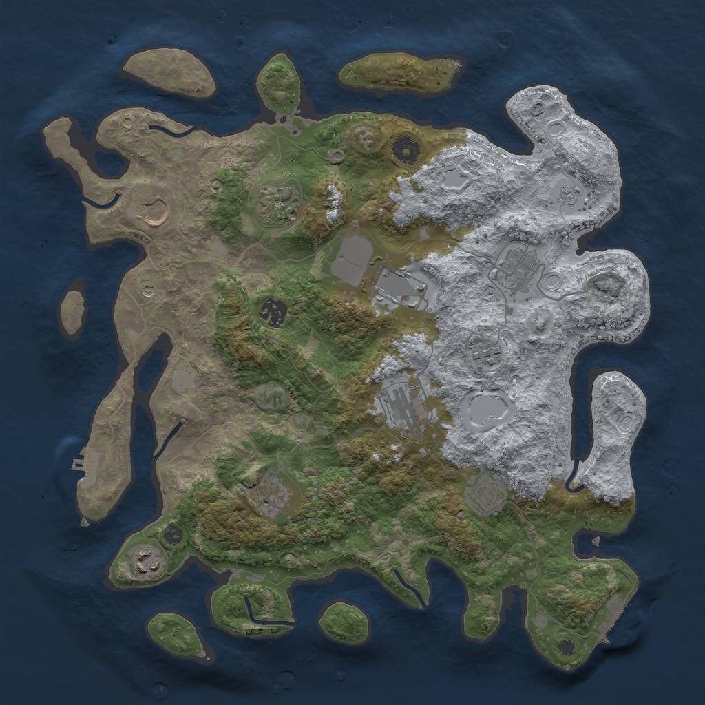 Rust Map: Procedural Map, Size: 3850, Seed: 392414763, 19 Monuments