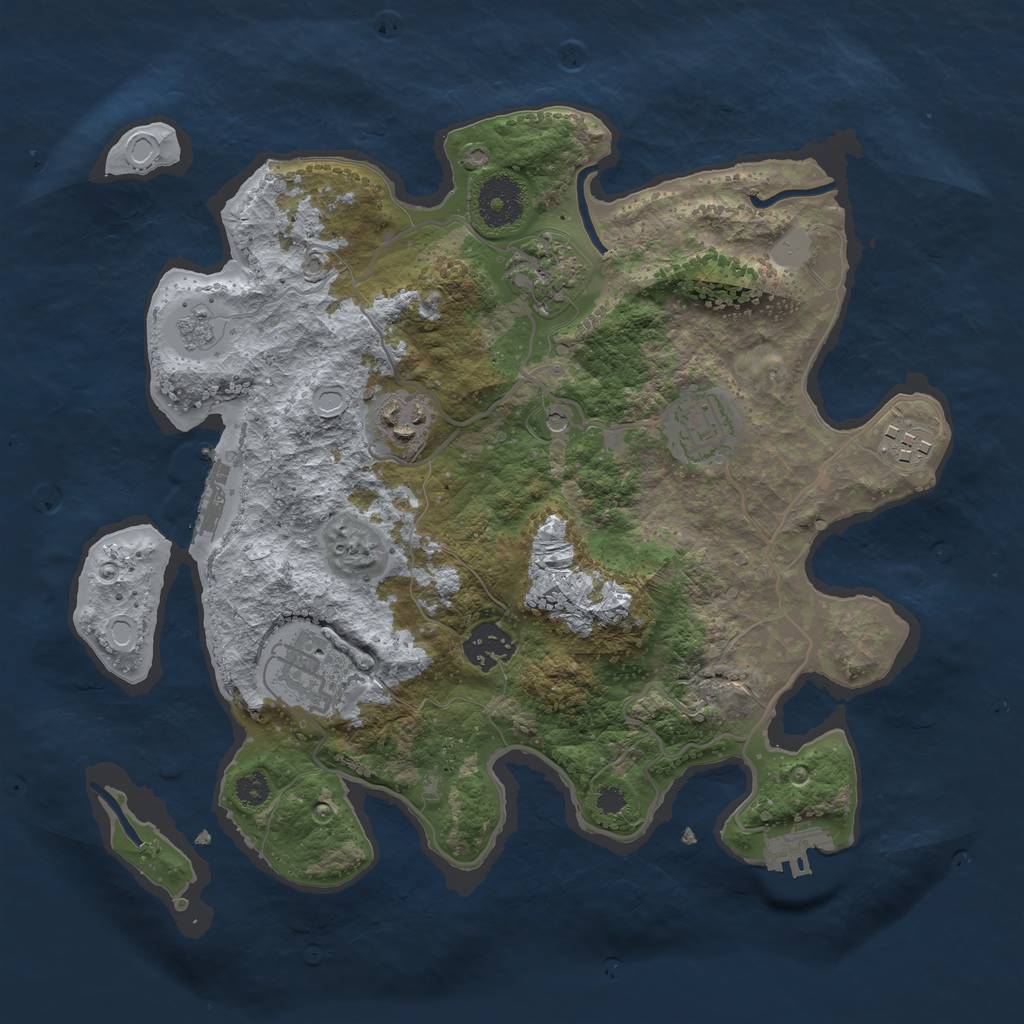 Rust Map: Procedural Map, Size: 3200, Seed: 1939425536, 15 Monuments