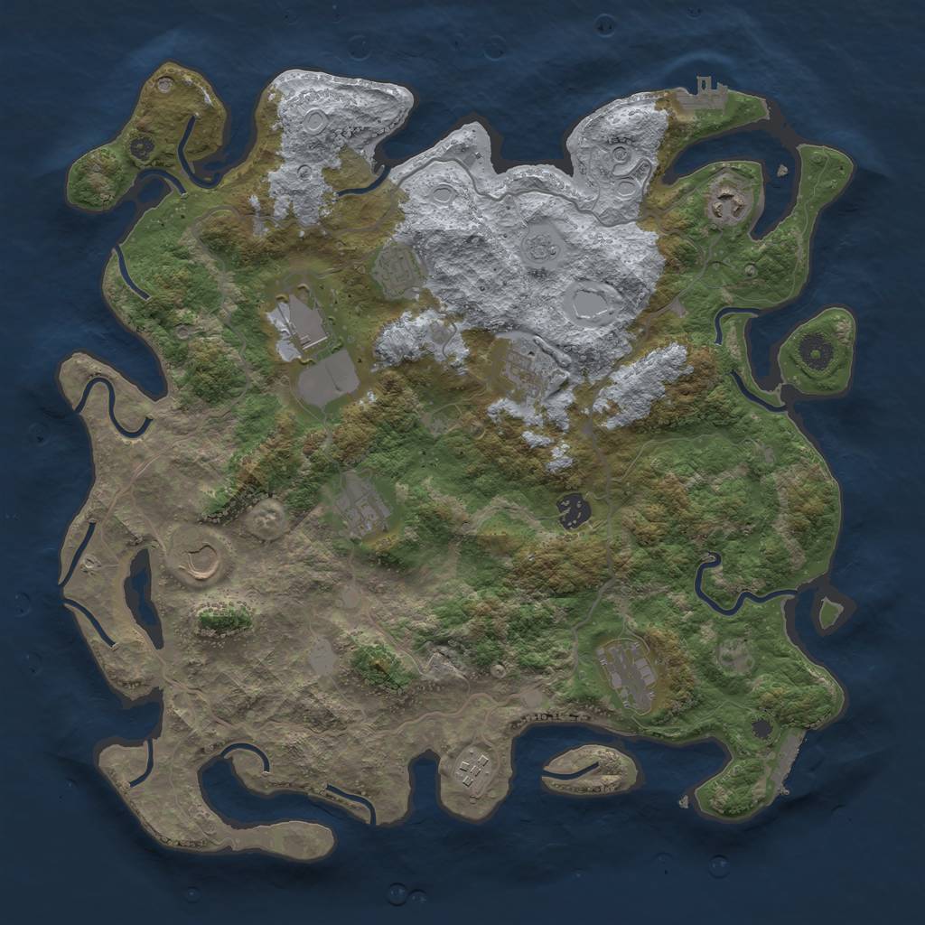 Rust Map: Procedural Map, Size: 4000, Seed: 9505694, 18 Monuments