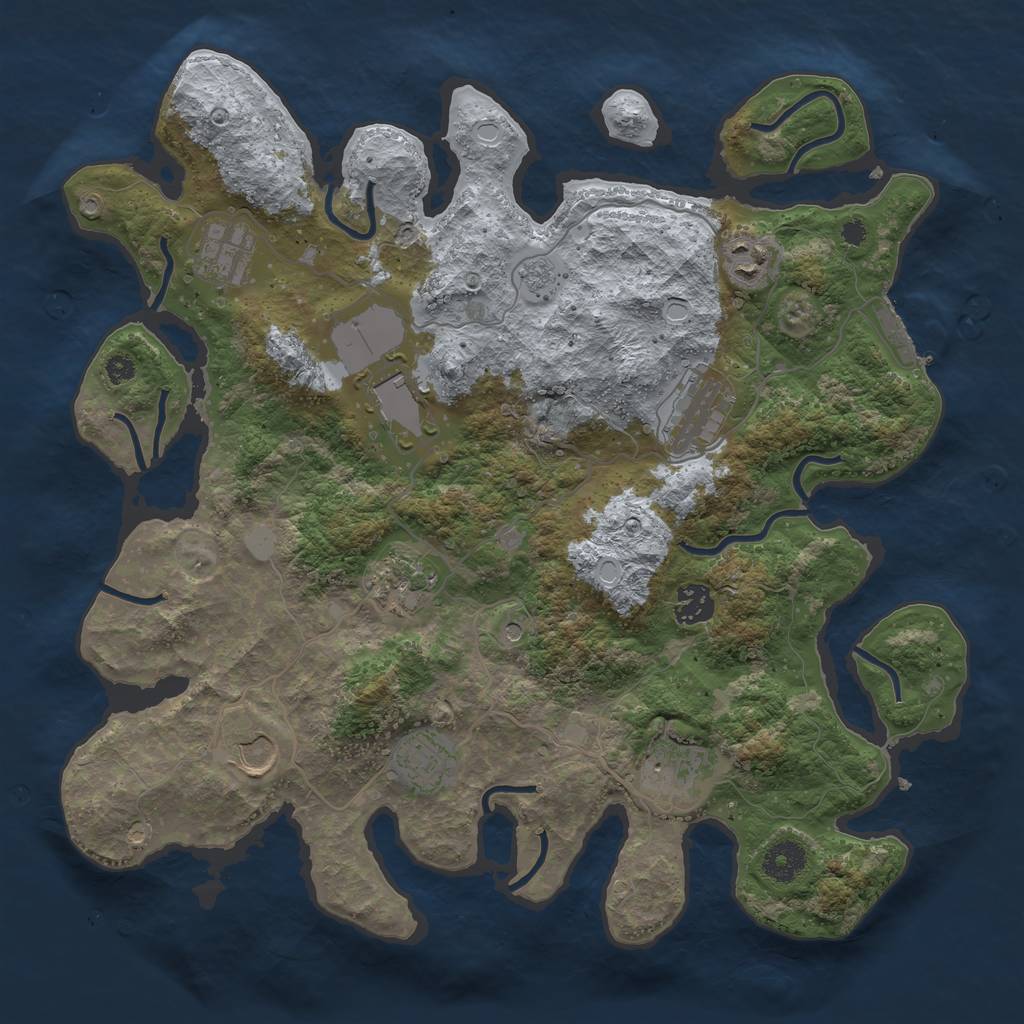 Rust Map: Procedural Map, Size: 3700, Seed: 1297005414, 17 Monuments
