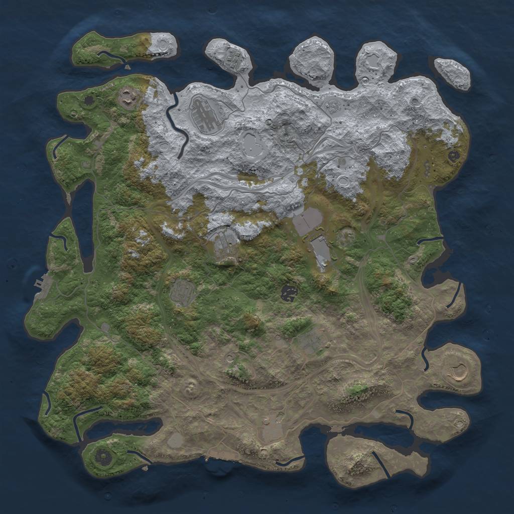Rust Map: Procedural Map, Size: 4500, Seed: 138226541, 19 Monuments