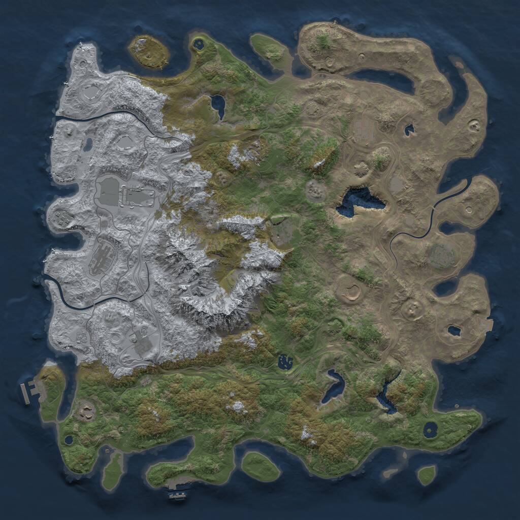 Rust Map: Procedural Map, Size: 5000, Seed: 866305537, 17 Monuments
