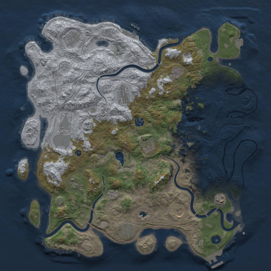 Rust Map: Procedural Map, Size: 4300, Seed: 1848179474, 17 Monuments