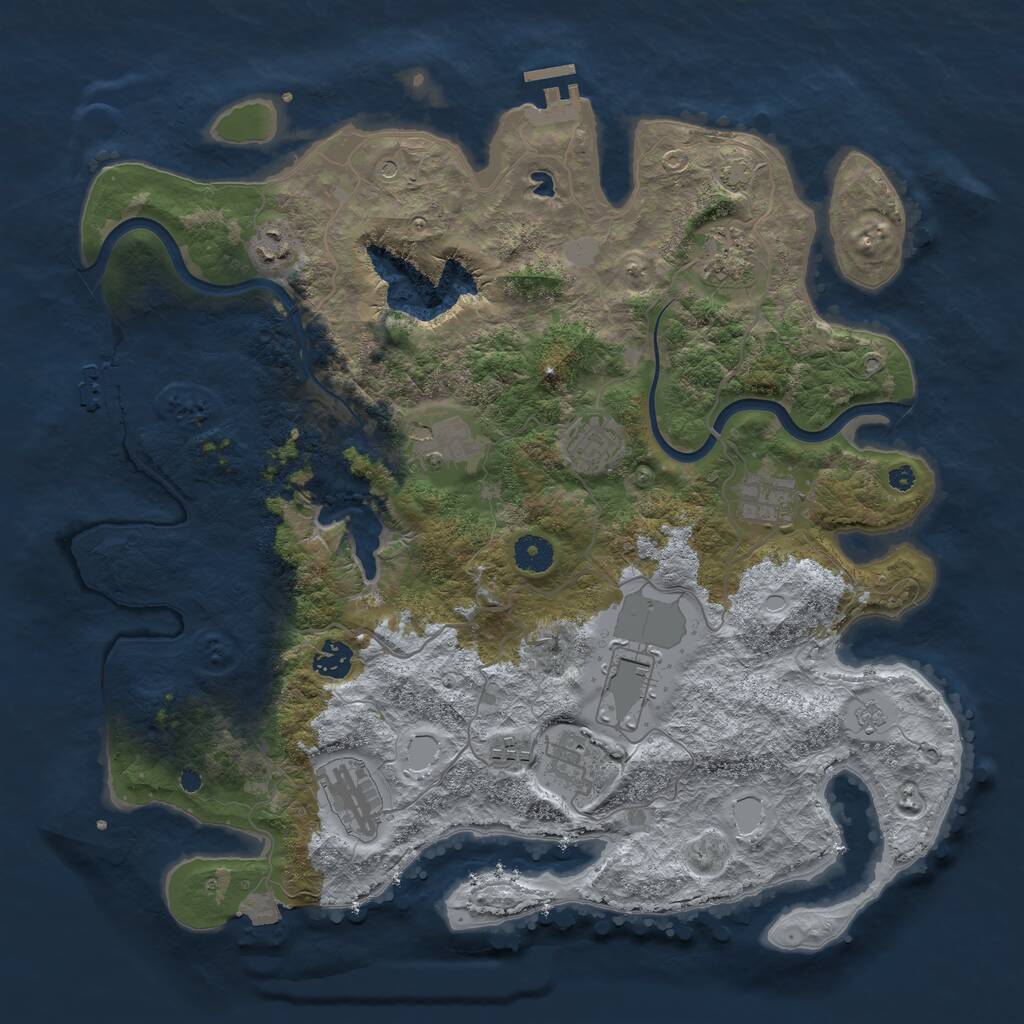 Rust Map: Procedural Map, Size: 4000, Seed: 6537, 16 Monuments