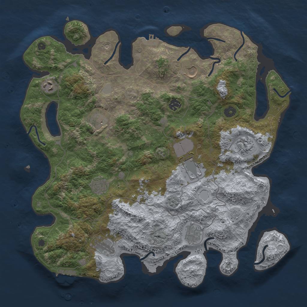 Rust Map: Procedural Map, Size: 4000, Seed: 741589, 19 Monuments
