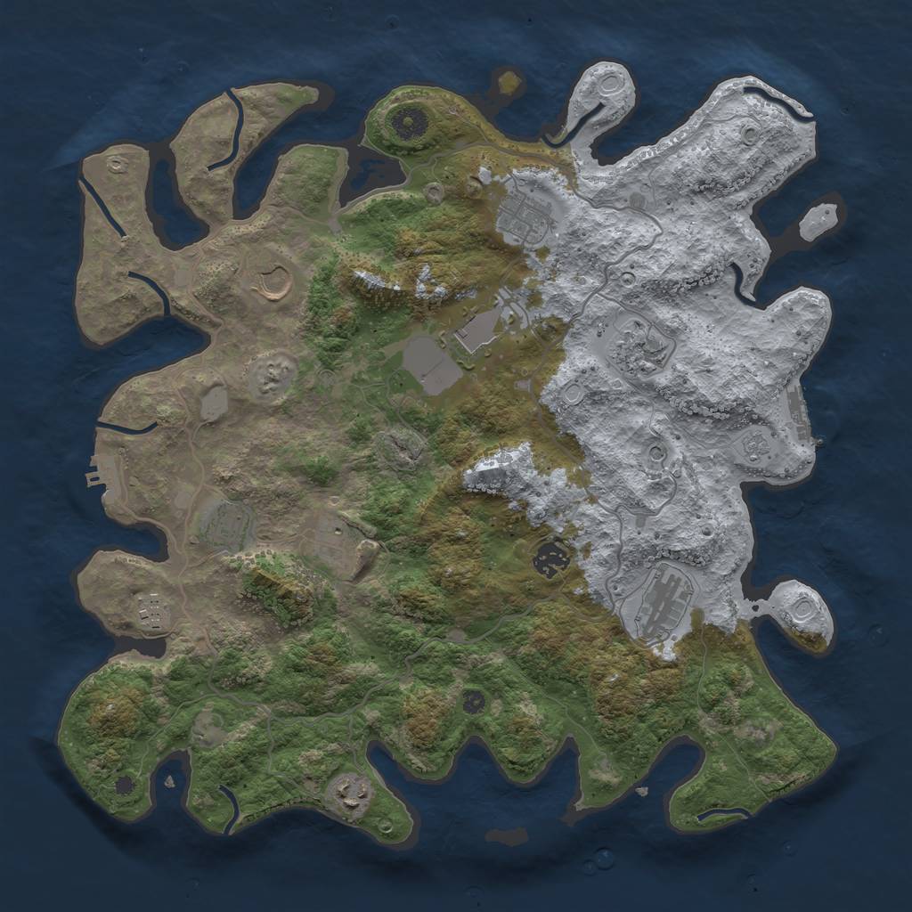 Rust Map: Procedural Map, Size: 4000, Seed: 443572, 19 Monuments