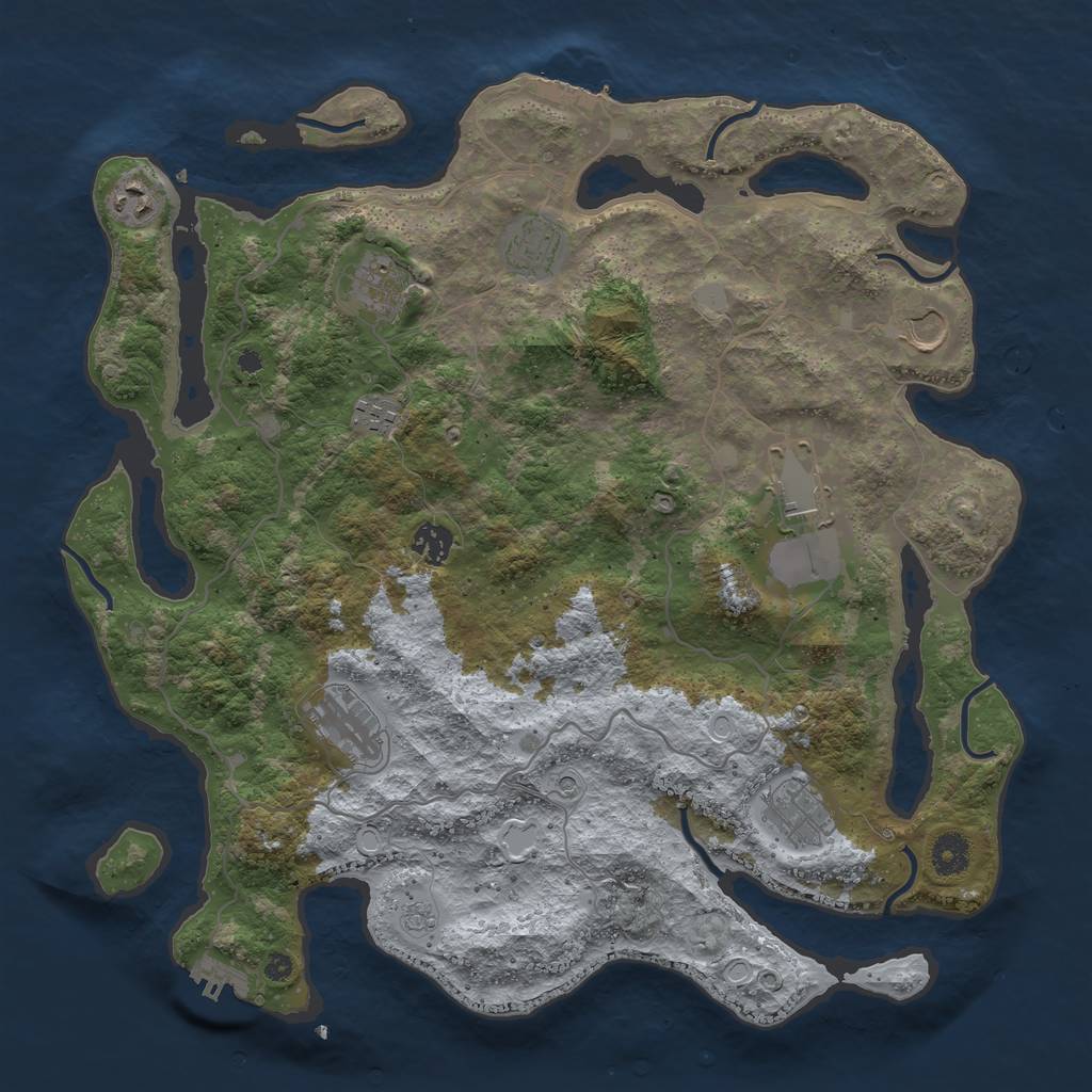 Rust Map: Procedural Map, Size: 4000, Seed: 1234005, 18 Monuments