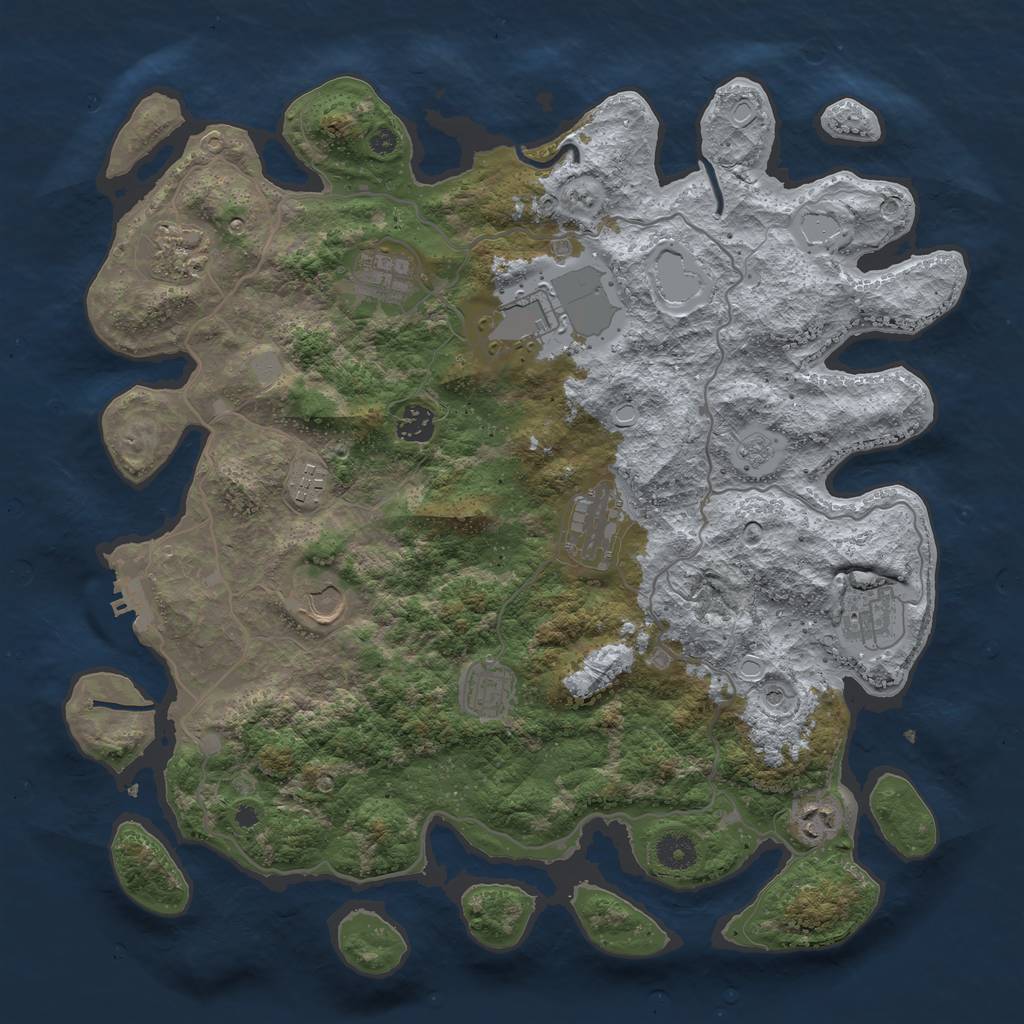 Rust Map: Procedural Map, Size: 4000, Seed: 879820893, 18 Monuments
