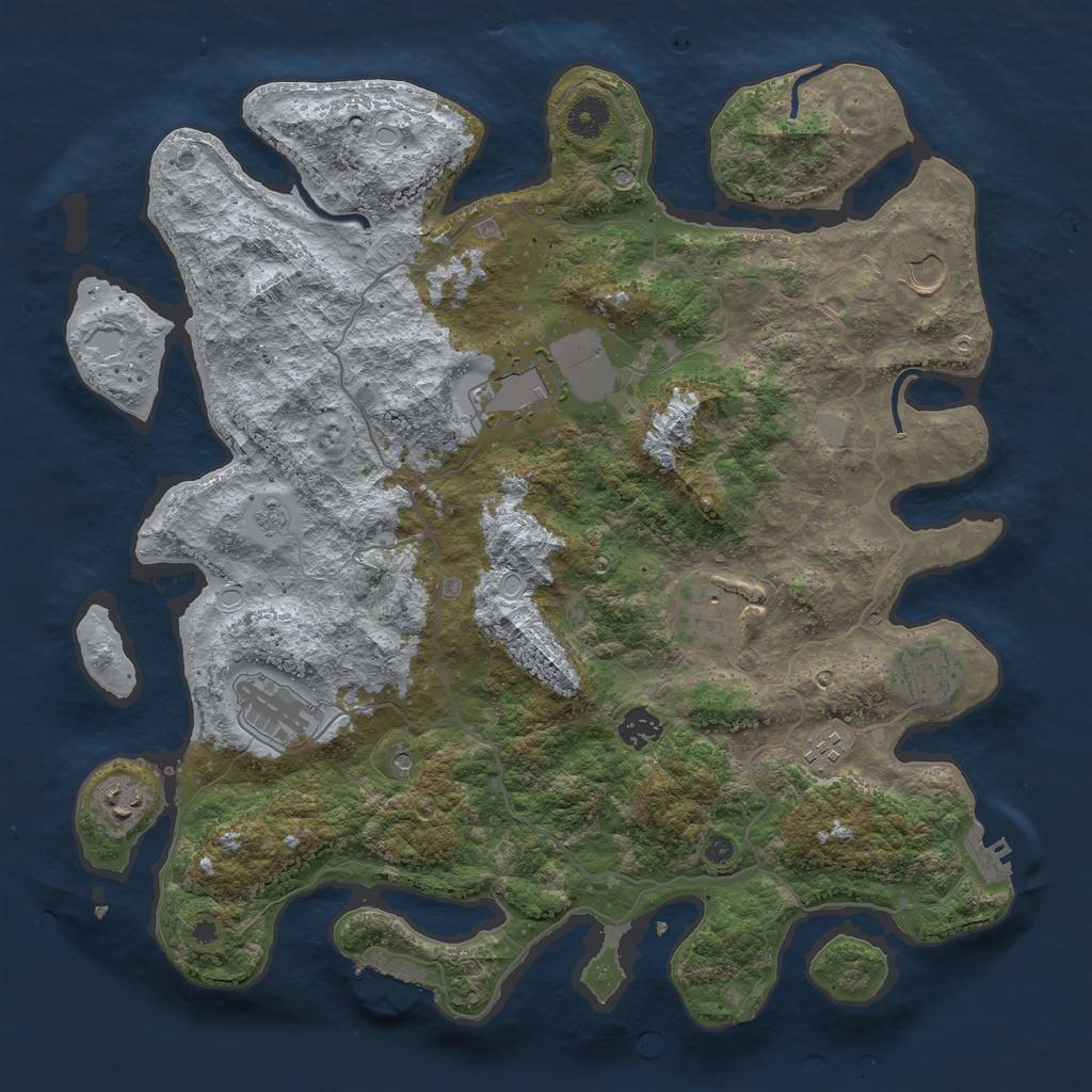 Rust Map: Procedural Map, Size: 4000, Seed: 435873, 17 Monuments