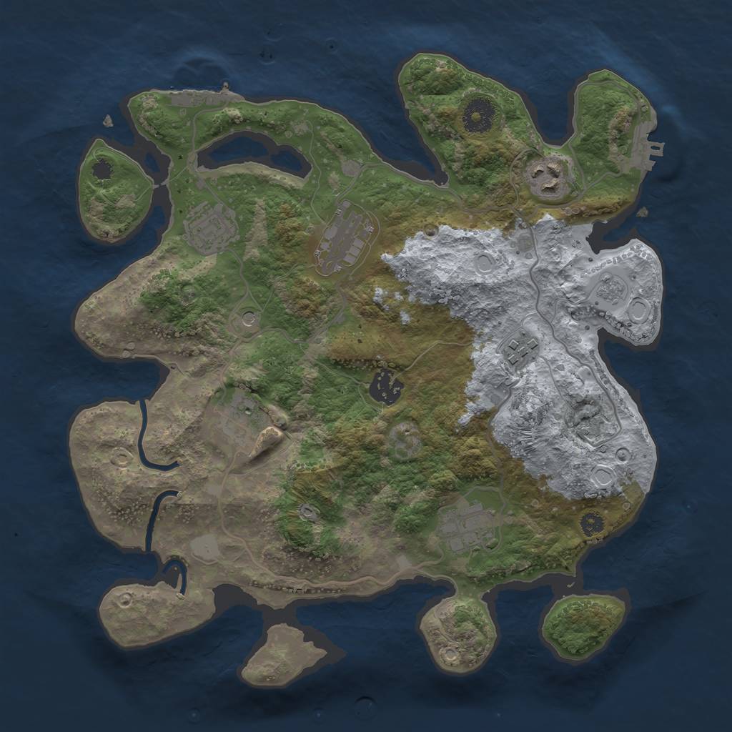 Rust Map: Procedural Map, Size: 3250, Seed: 1623496627, 16 Monuments