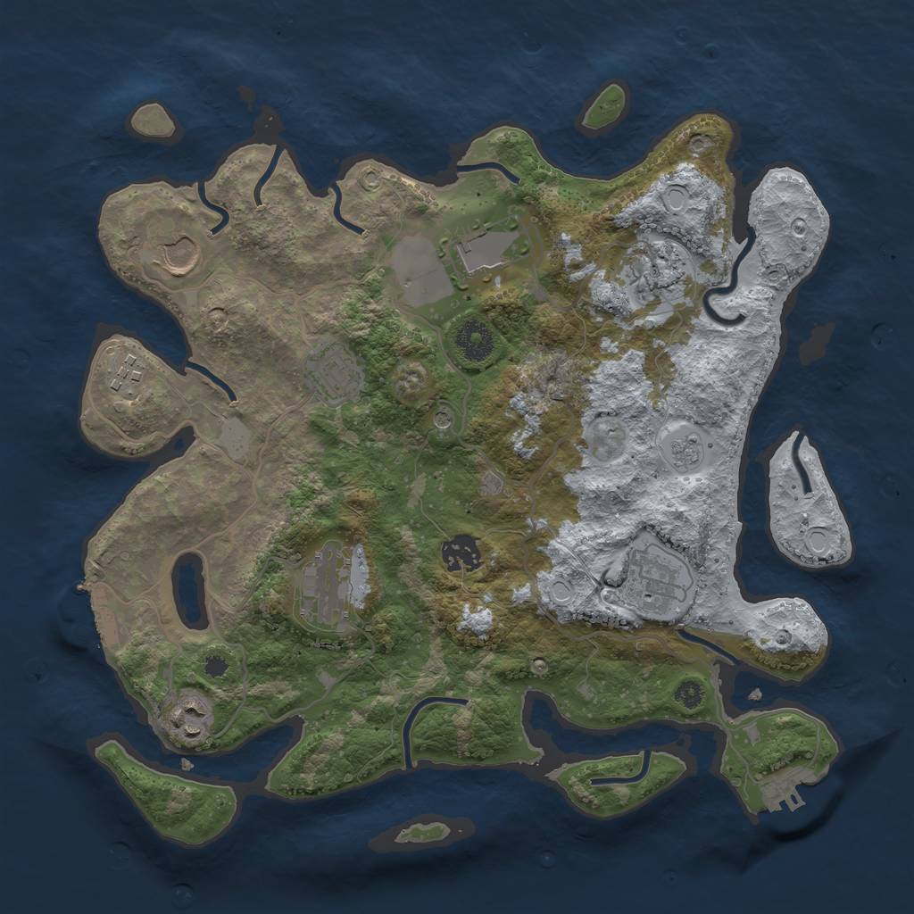 Rust Map: Procedural Map, Size: 3500, Seed: 9035767, 18 Monuments