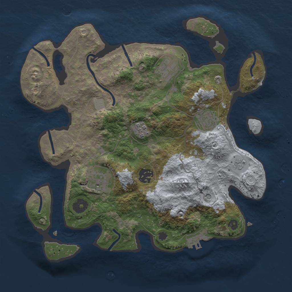 Rust Map: Procedural Map, Size: 3000, Seed: 2395048, 13 Monuments