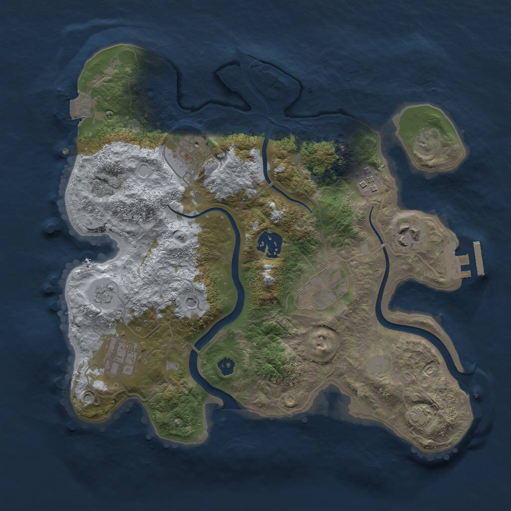 Rust Map: Procedural Map, Size: 3000, Seed: 779667325, 11 Monuments
