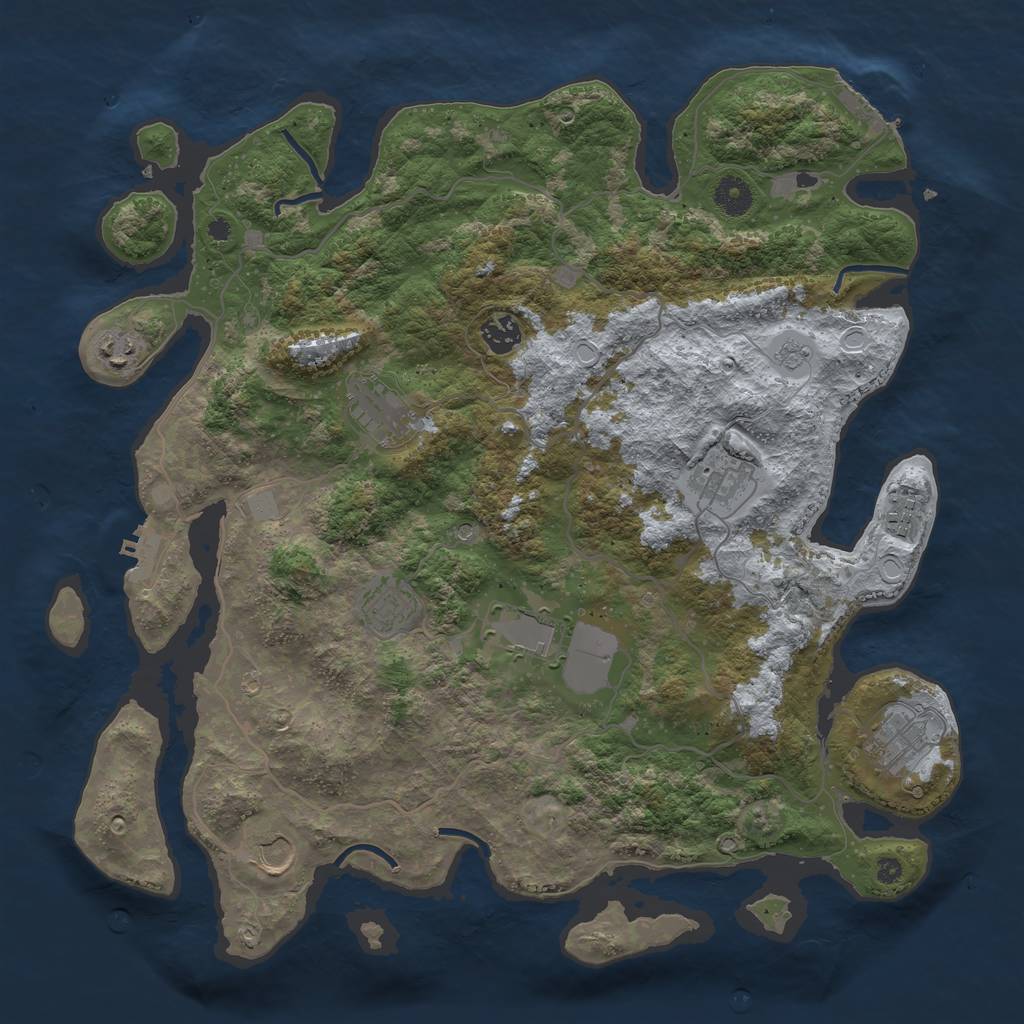 Rust Map: Procedural Map, Size: 4000, Seed: 378696628, 18 Monuments