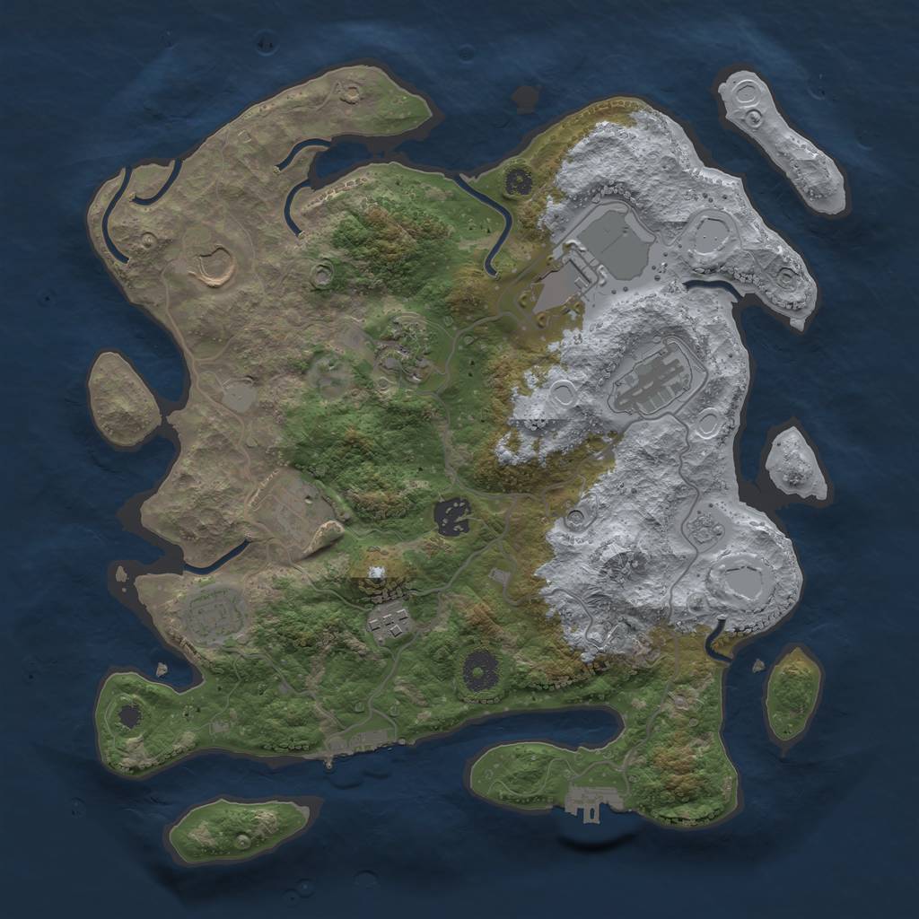 Rust Map: Procedural Map, Size: 3500, Seed: 1122624853, 17 Monuments