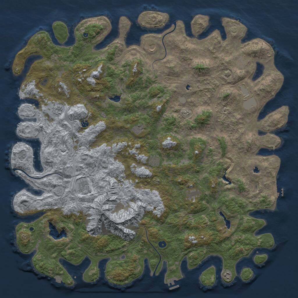 Rust Map: Procedural Map, Size: 6000, Seed: 32452, 17 Monuments