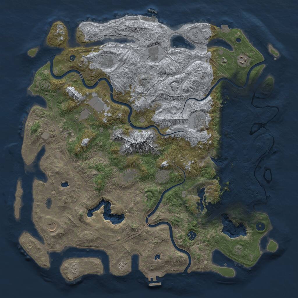 Rust Map: Procedural Map, Size: 5000, Seed: 484595, 17 Monuments