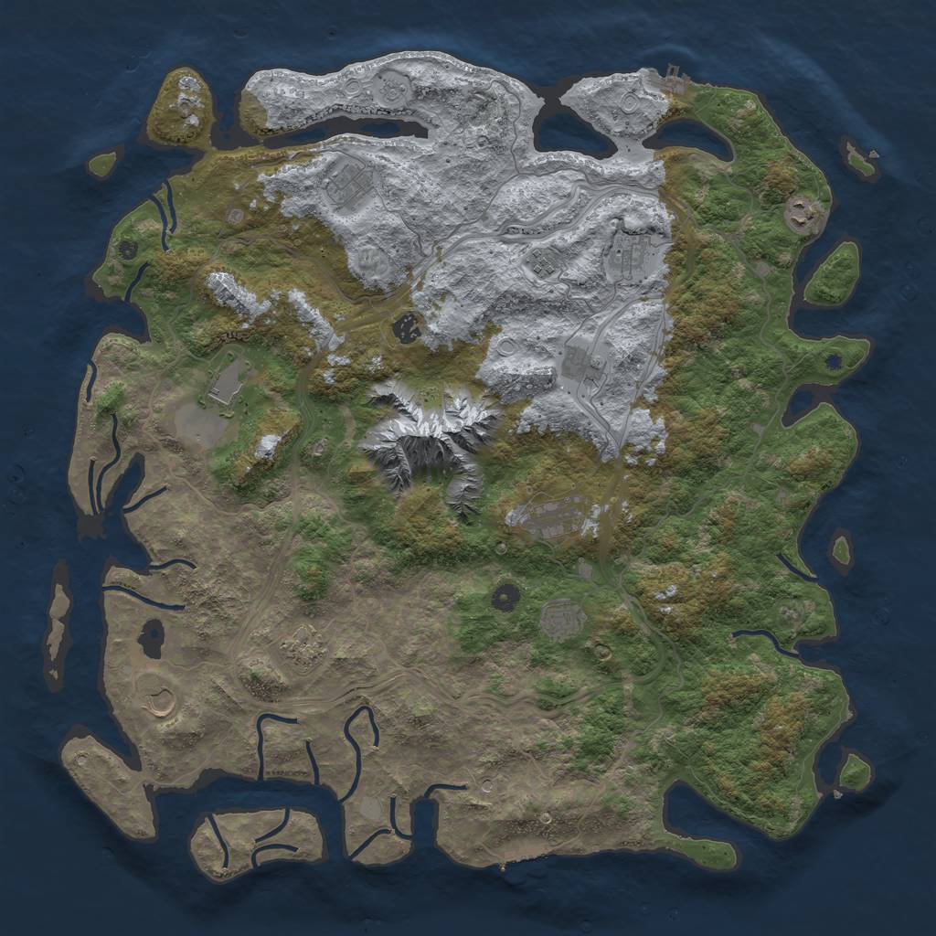 Rust Map: Procedural Map, Size: 5000, Seed: 484595, 20 Monuments