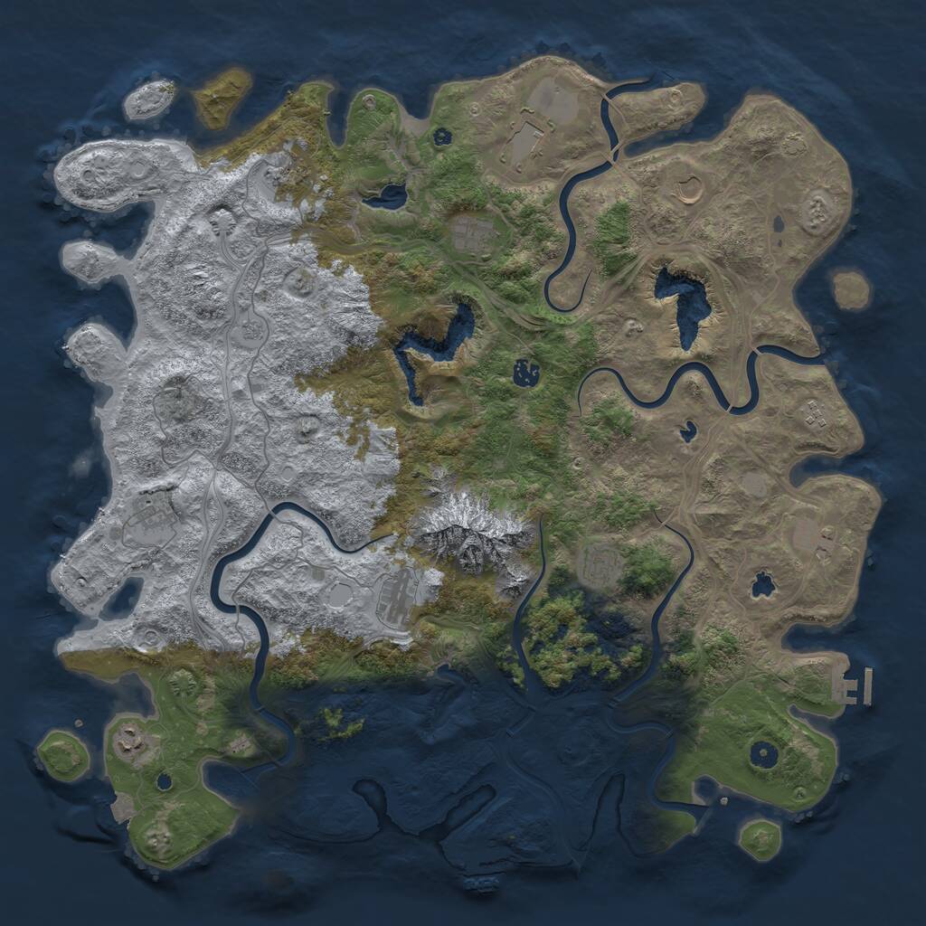 Rust Map: Procedural Map, Size: 5000, Seed: 121687445, 17 Monuments