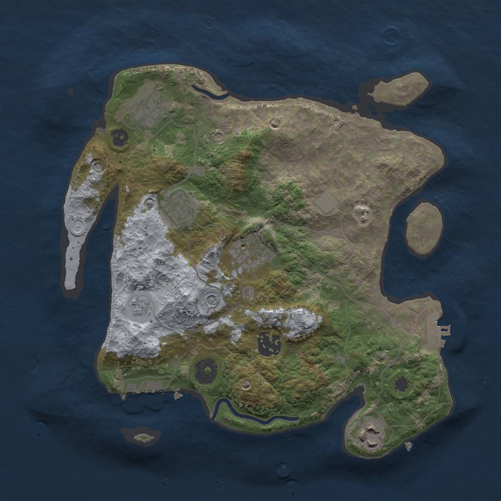 Rust Map: Procedural Map, Size: 3000, Seed: 11123, 14 Monuments