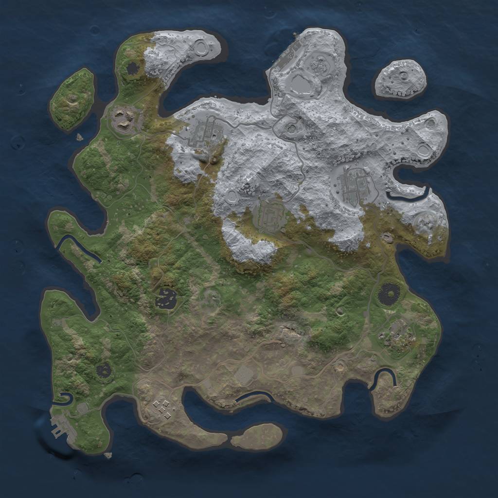 Rust Map: Procedural Map, Size: 3400, Seed: 69, 16 Monuments