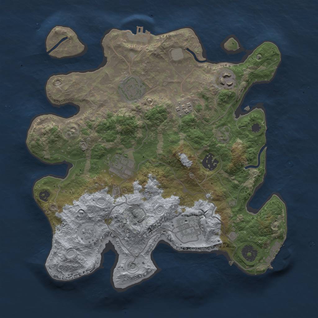 Rust Map: Procedural Map, Size: 3000, Seed: 1852966282, 15 Monuments