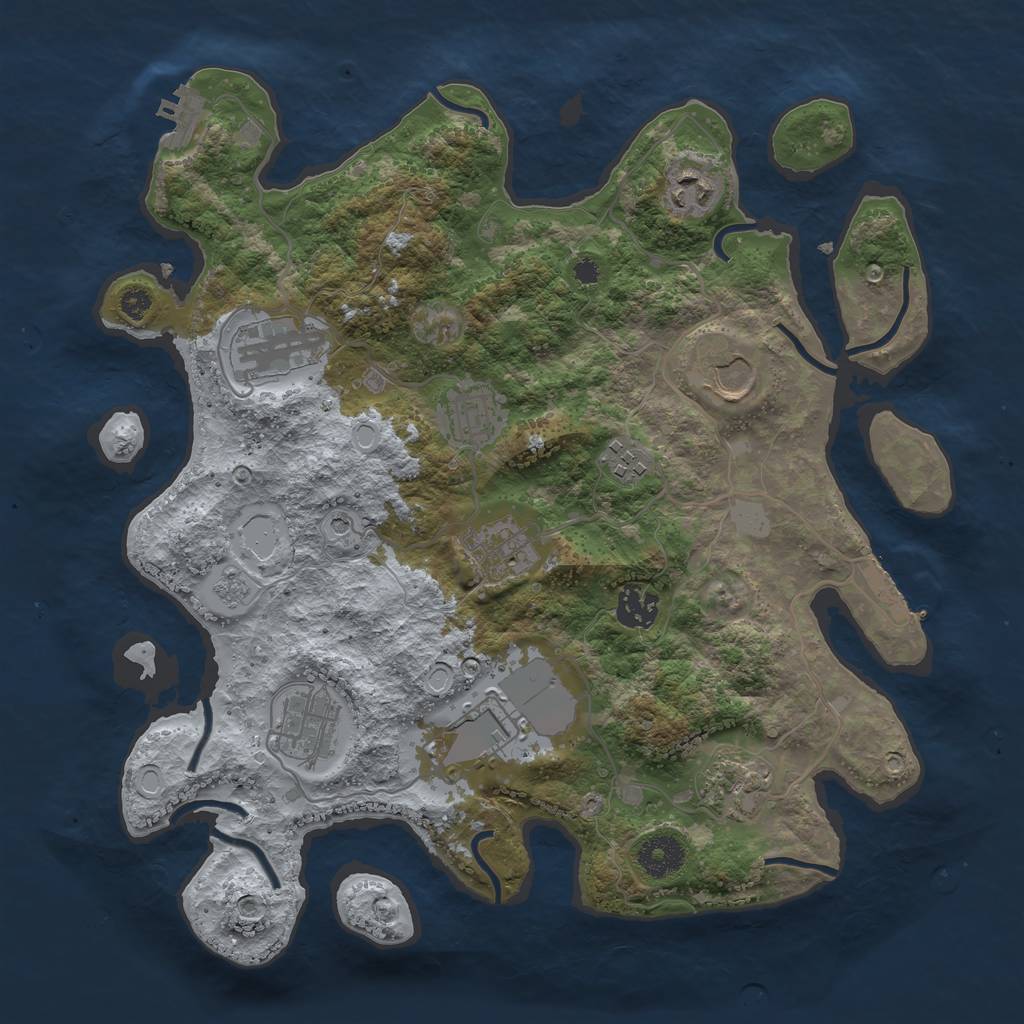 Rust Map: Procedural Map, Size: 3500, Seed: 1954705965, 19 Monuments