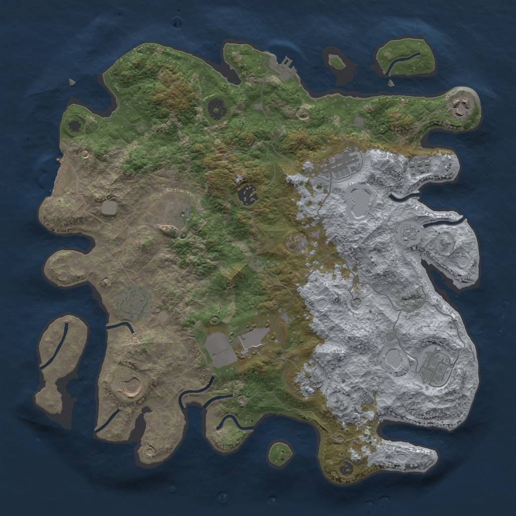 Rust Map: Procedural Map, Size: 3850, Seed: 1299569309, 19 Monuments