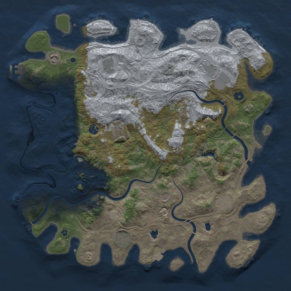 Rust Map: Procedural Map, Size: 4500, Seed: 85674653, 16 Monuments