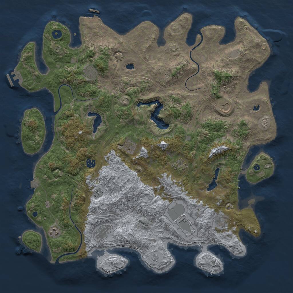 Rust Map: Procedural Map, Size: 4600, Seed: 62154258, 16 Monuments