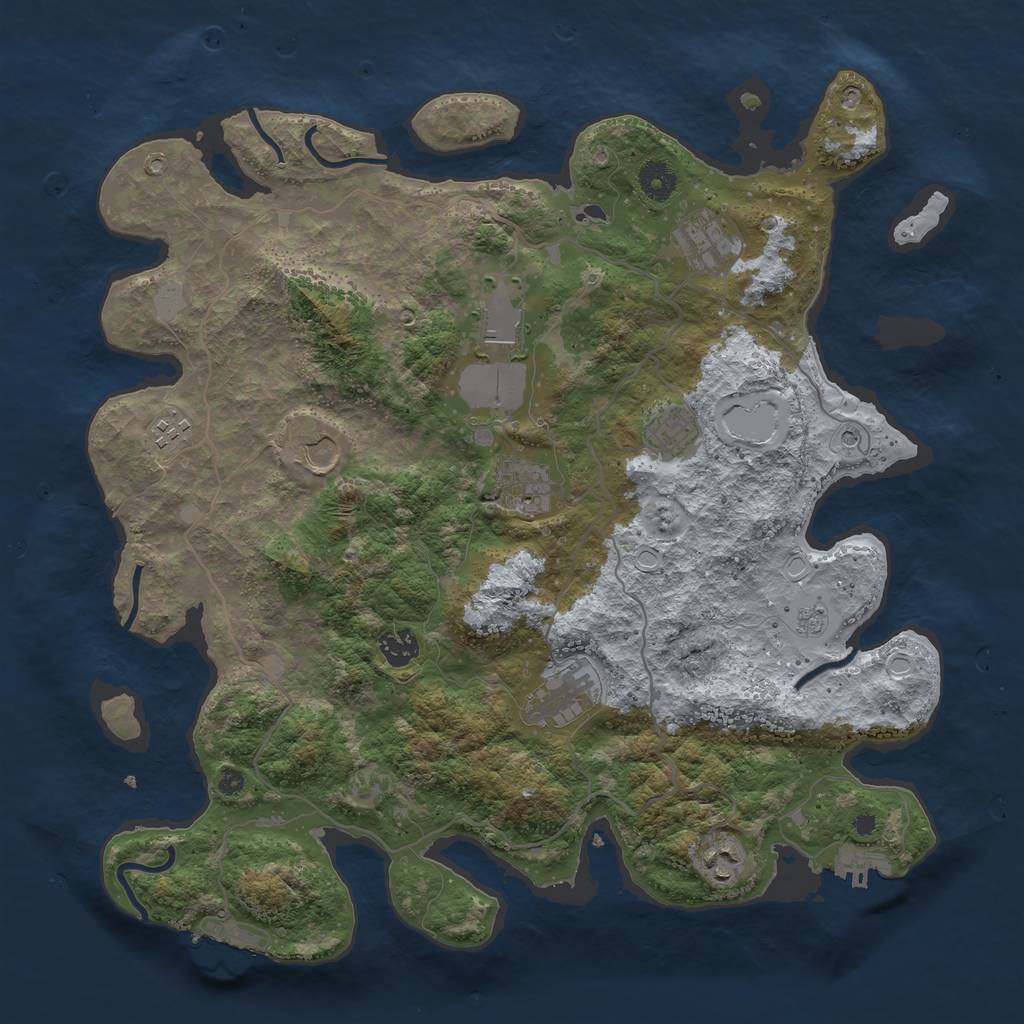 Rust Map: Procedural Map, Size: 4000, Seed: 65386, 18 Monuments