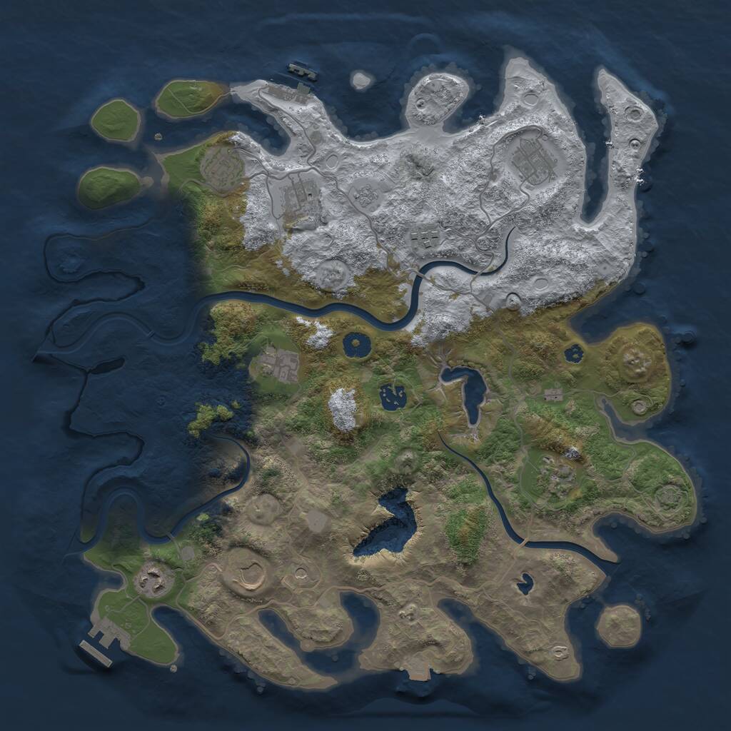 Rust Map: Procedural Map, Size: 4000, Seed: 53423, 15 Monuments