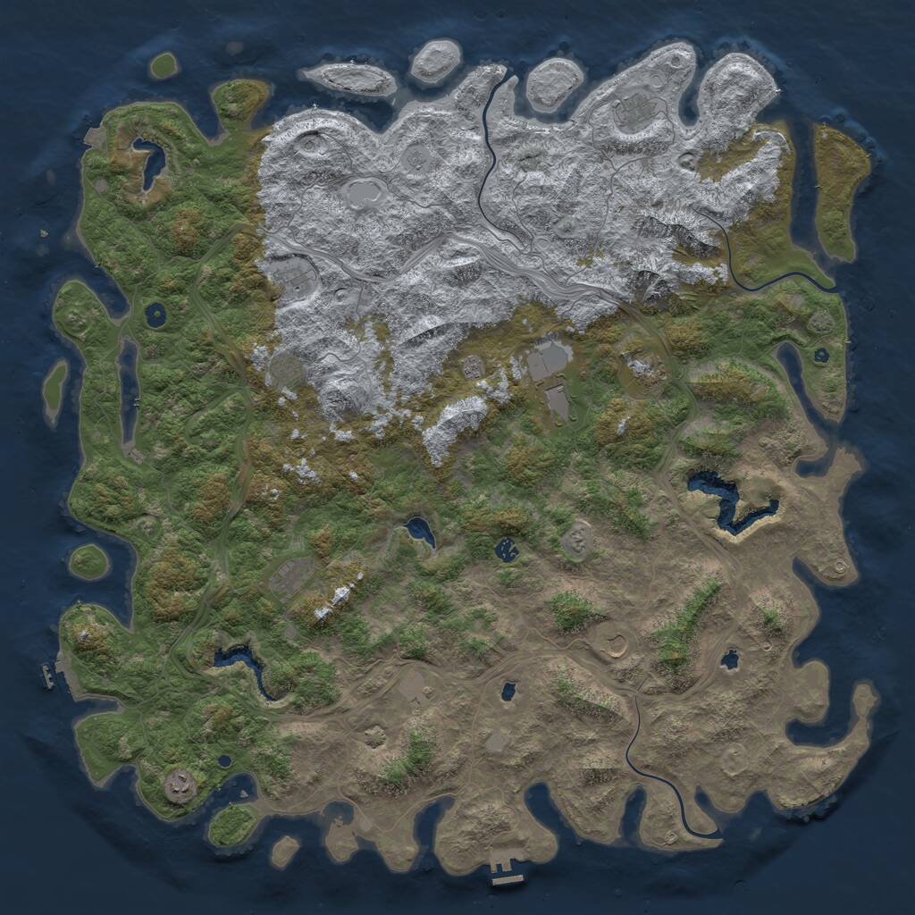 Rust Map: Procedural Map, Size: 6000, Seed: 7951358, 17 Monuments