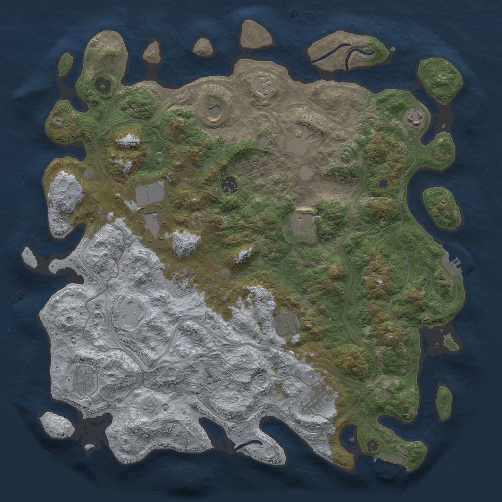 Rust Map: Procedural Map, Size: 4500, Seed: 598490546, 20 Monuments