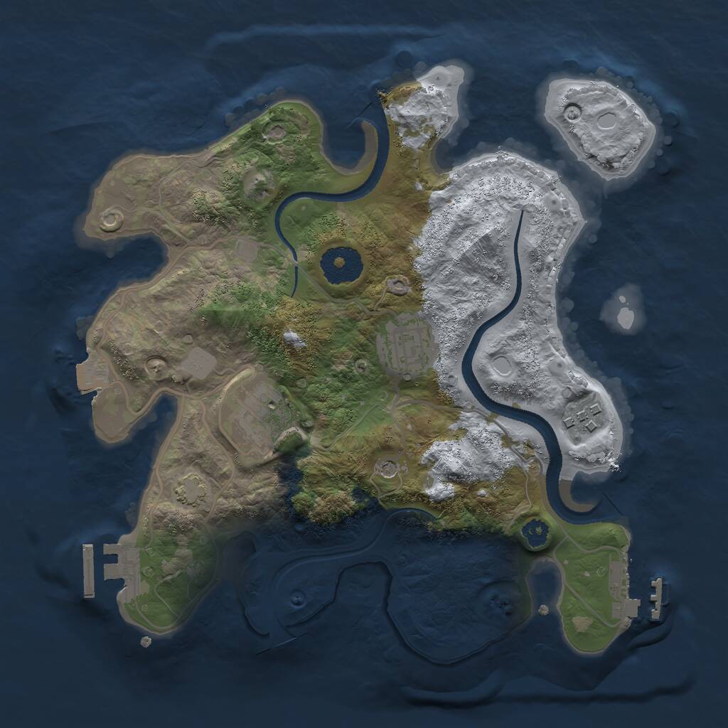 Rust Map: Procedural Map, Size: 2750, Seed: 99076, 8 Monuments