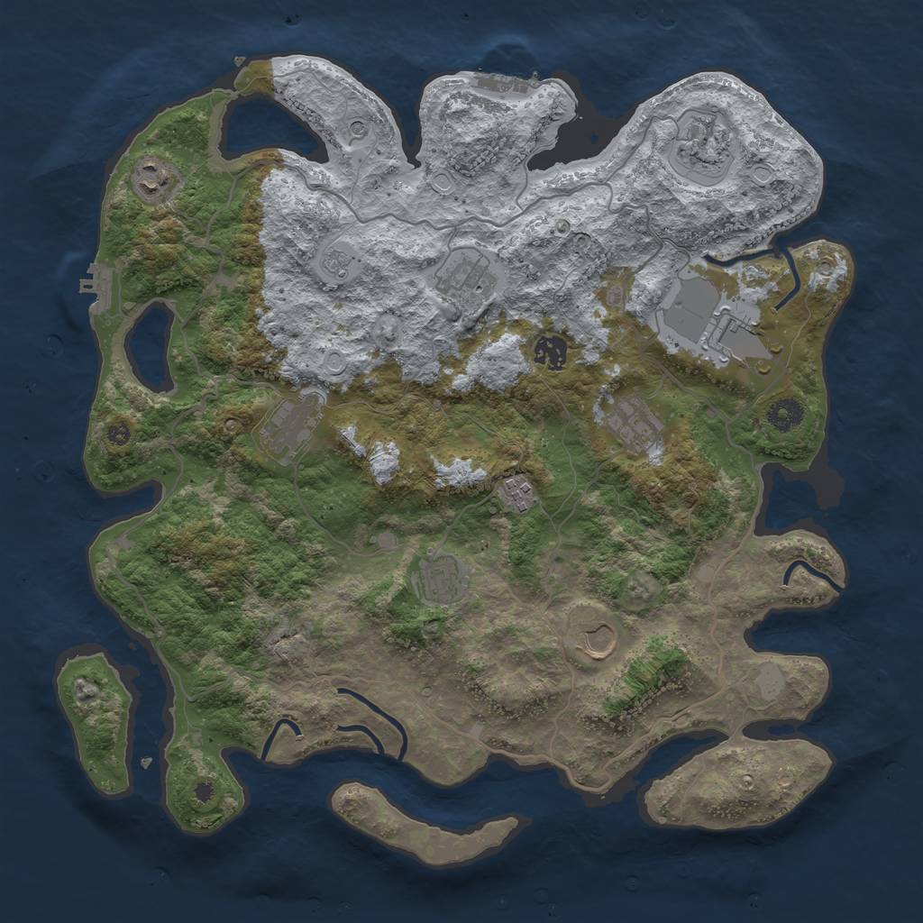 Rust Map: Procedural Map, Size: 4000, Seed: 26915, 19 Monuments