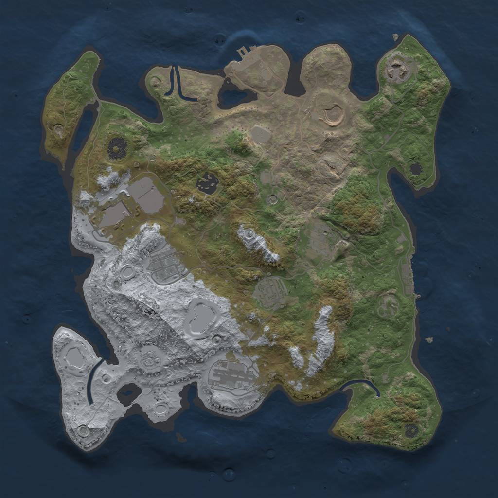 Rust Map: Procedural Map, Size: 3500, Seed: 2089512846, 17 Monuments